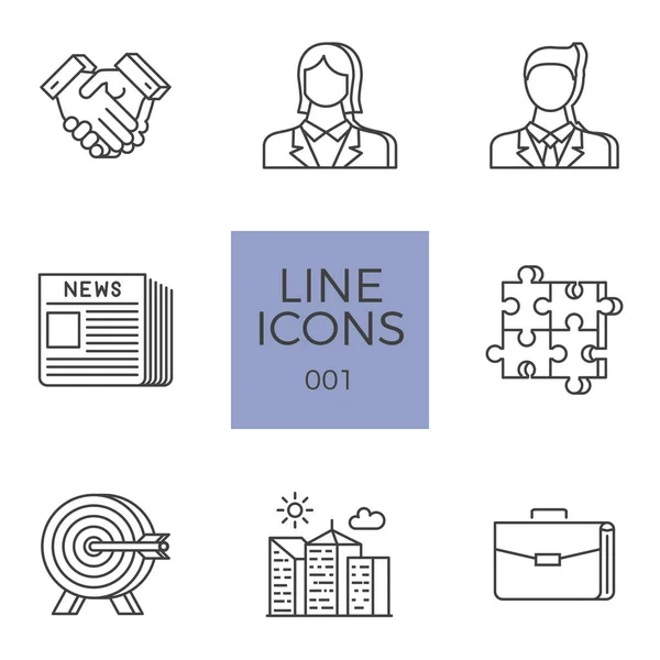 Geschäftsbezogene Vektor Line Icons gesetzt — Stockvektor