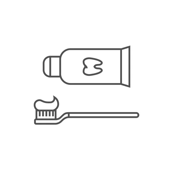 Dentifrice et brosse à dents Line Icon — Image vectorielle