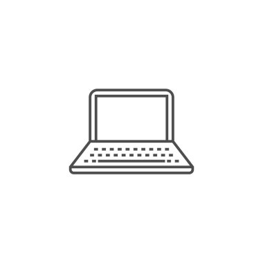 Laptop İlgili Vektör İnce Satır Simgesi.