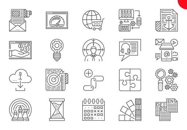 Thin Line Icons Set zur Suchmaschinenoptimierung — Stockvektor