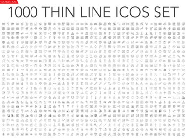 1000 ince çizgi simgesi kümesi