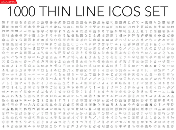 Set von 1000 Thin-Line-Symbolen — Stockvektor