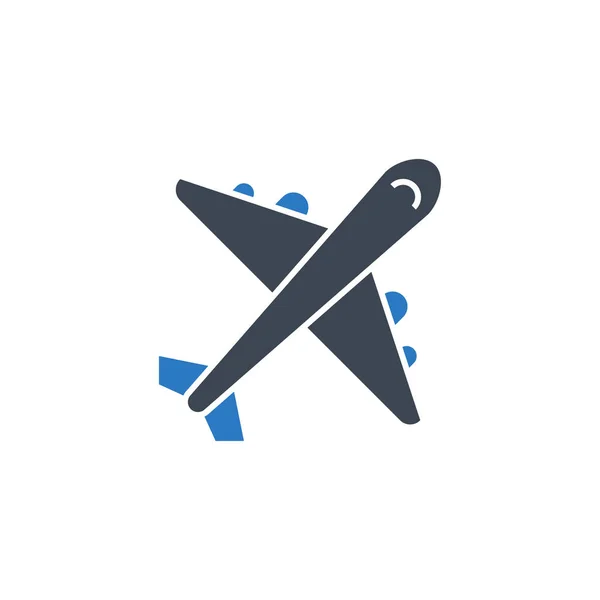 Ikona vektorového glyfu související s letadlem. — Stockový vektor