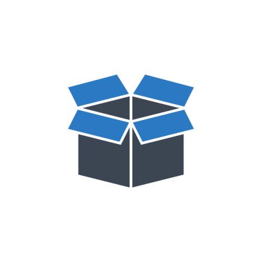 Kutuyla ilgili vektör glif simgesi.