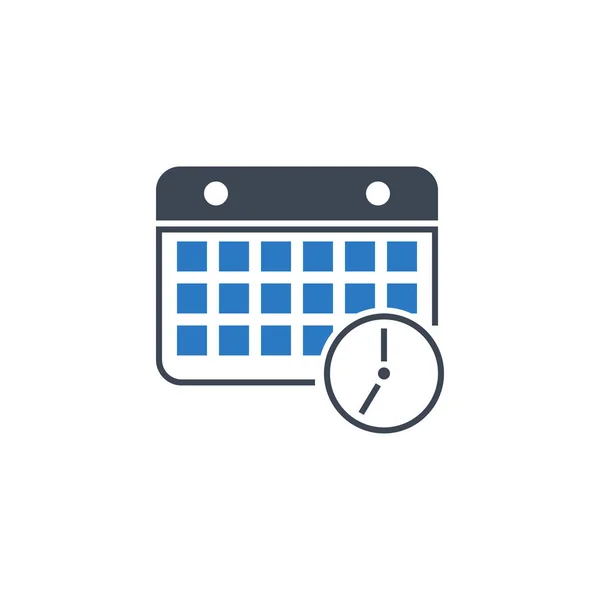 Calendário com relógio relacionado ícone de glifo vetorial . — Vetor de Stock
