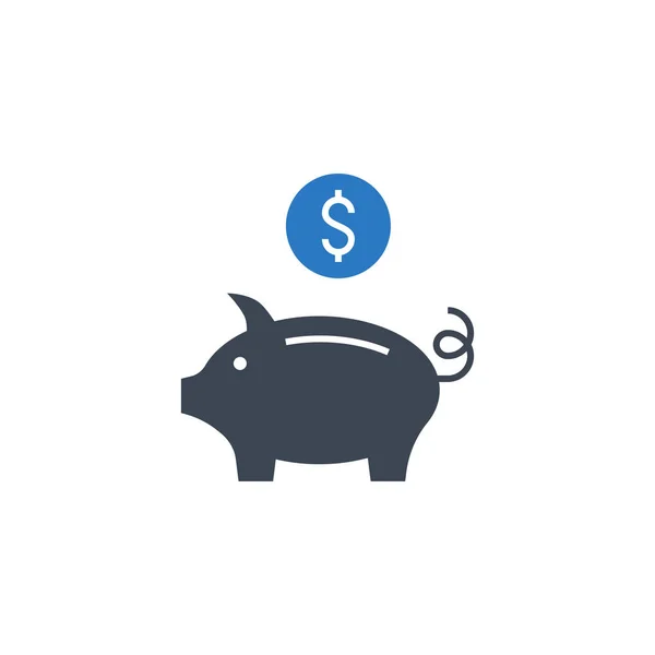 Piggy Bank related vector glyph icon. — Stock Vector