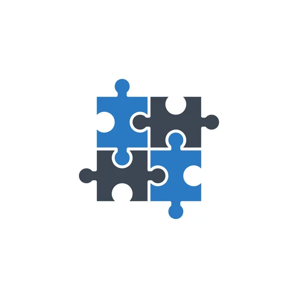 Puzzle icono de glifo vectorial relacionado. — Vector de stock