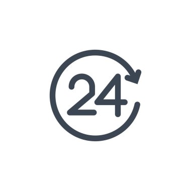 Destek 24 Saat ilgili vektör glyph simgesi.