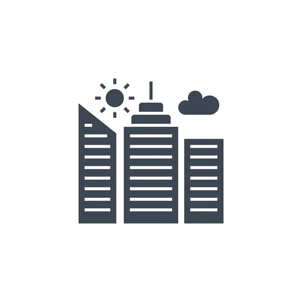 City Building icono de glifo vectorial relacionado . — Vector de stock