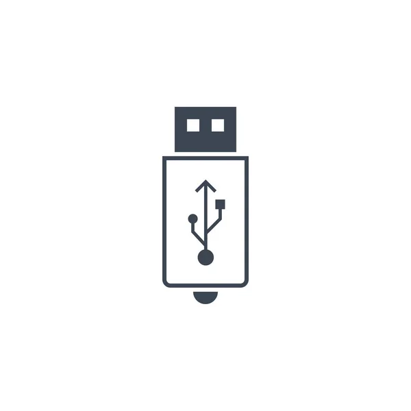 Icona glyph vettoriale collegata a USB. — Vettoriale Stock