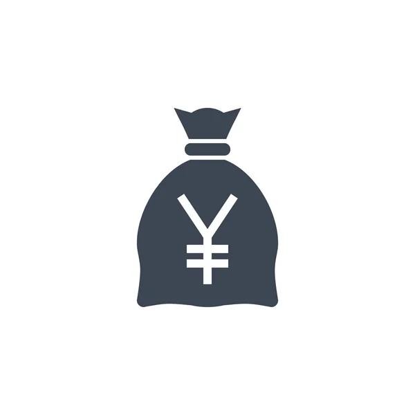 Money Bag with Yen related vector glyph icon. — Stock Vector