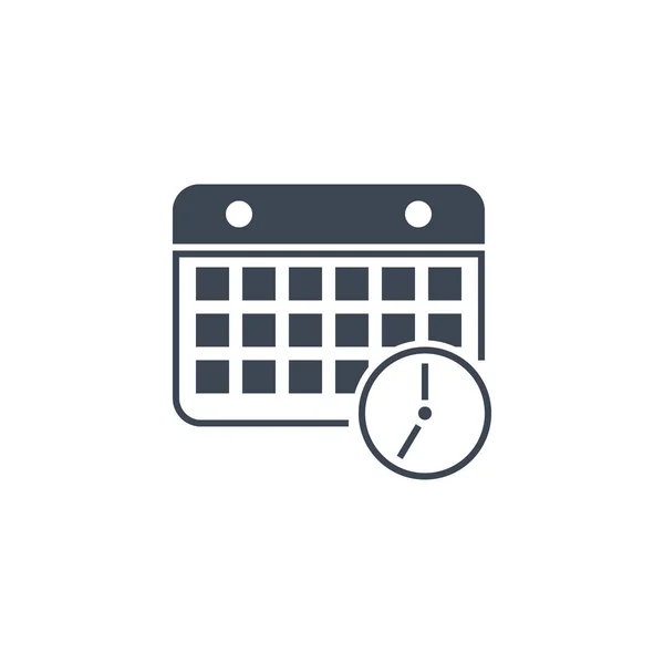 Kalender mit Uhr-bezogenem Vektor-Glyphen-Symbol. — Stockvektor