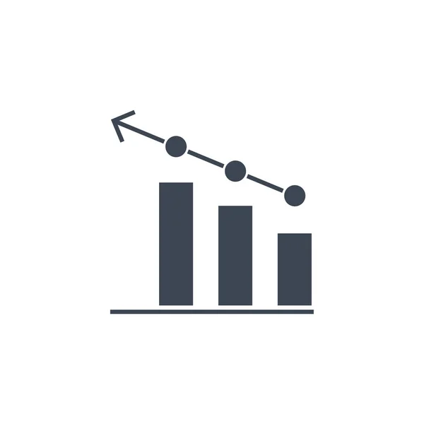 Gráfico de barras relacionado ícone de glifo vetorial. — Vetor de Stock