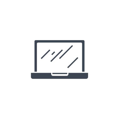 Laptop Flat ilgili vektör glyph simgesi.