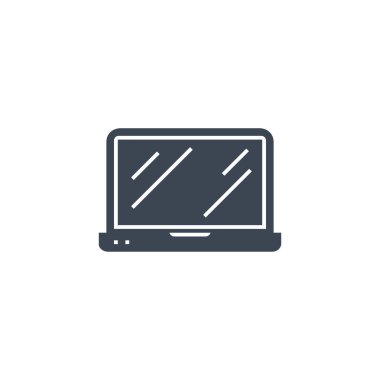 Laptop Flat ilgili vektör glyph simgesi.