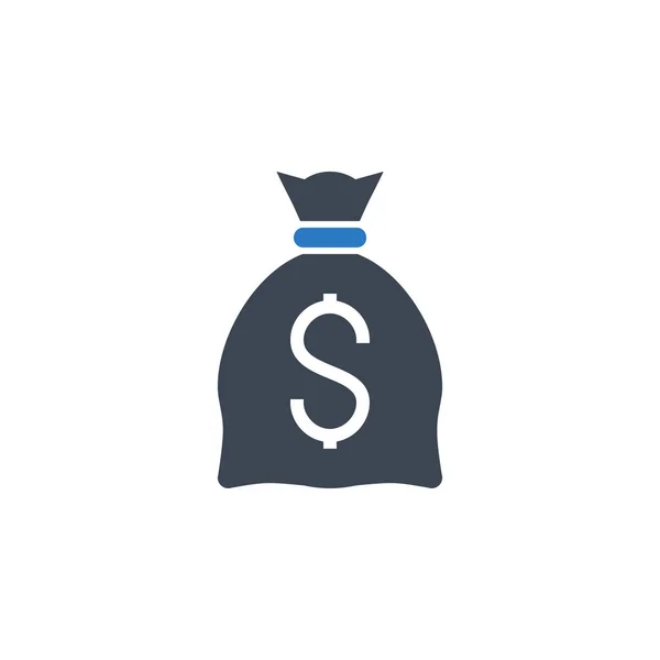 Money Bag with Dollar related vector glyph icon. — Stock Vector