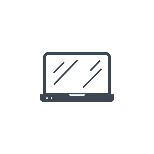 Laptop Flat ilgili vektör glyph simgesi. — Stok Vektör