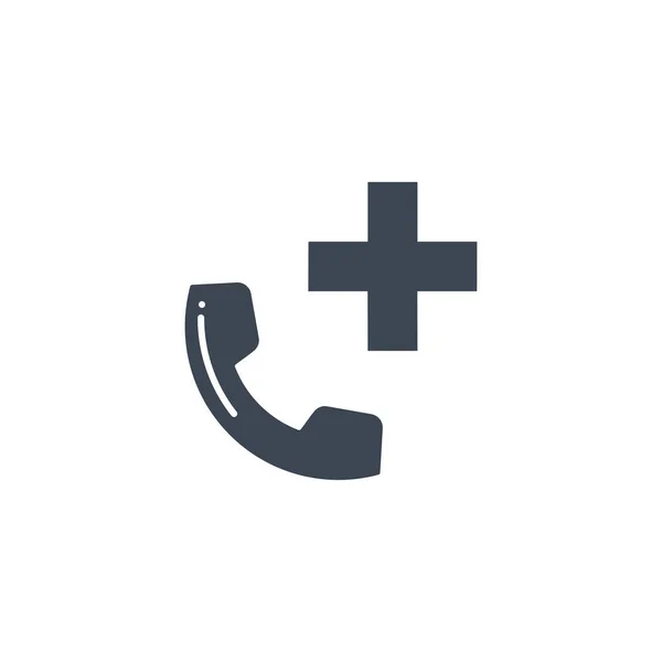 Telefone de emergência relacionado ícone de glifo vetorial. — Vetor de Stock