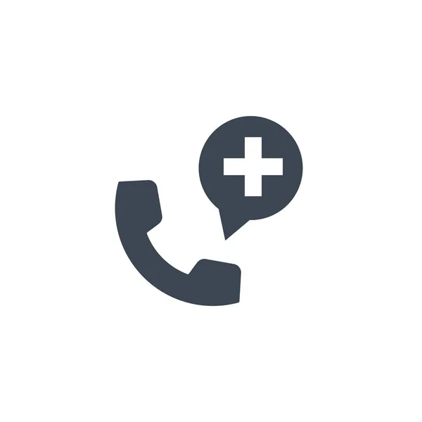 Telefone de emergência relacionado ícone de glifo vetorial. — Vetor de Stock