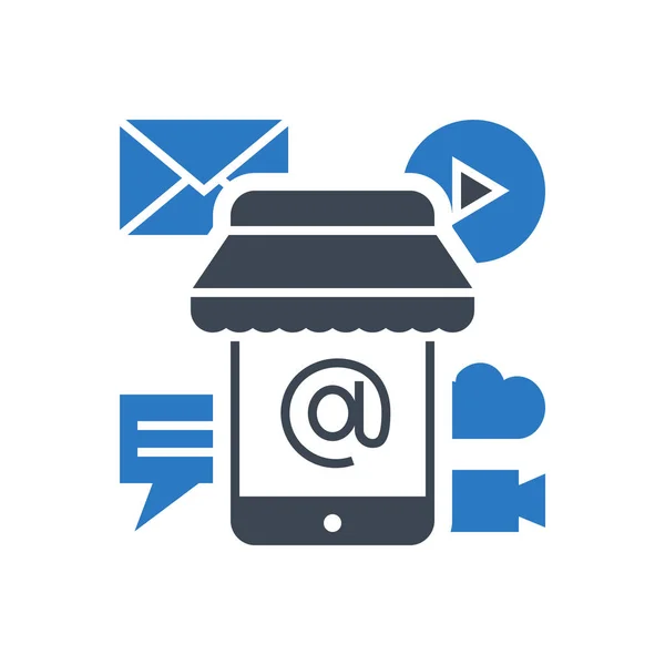 Mobile Marketing Vector Glyph Icon — Stock Vector