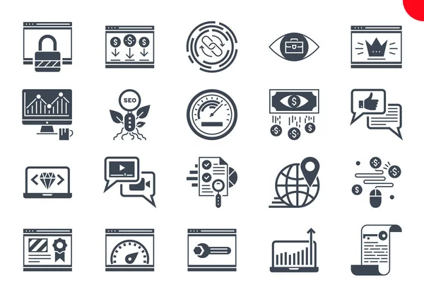 Glyphy Icons Set of Search Engine — стоковый вектор