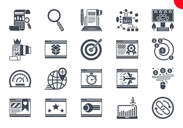 Glyphy Icons Set of Search Engine — стоковый вектор