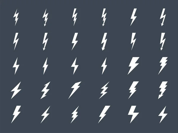 Lightning Vector Gluph Icons Set. — Stock Vector