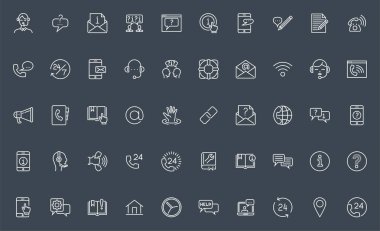 Basit Yardım, Destek ve İletişim Ayarları İlgili Vektör Satırı Simgeleri