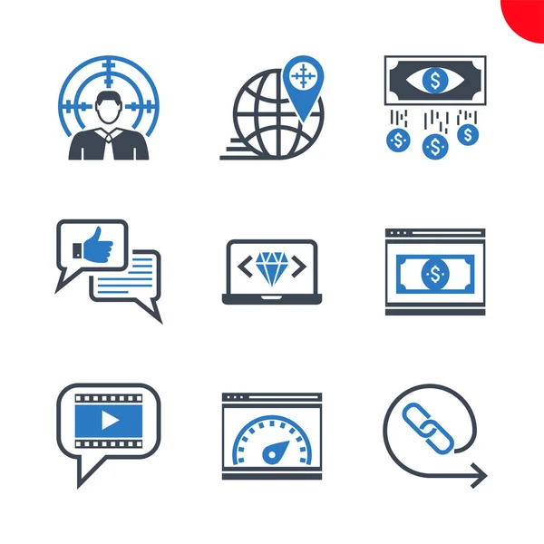 Seo and web opimization icons set — Stock Vector