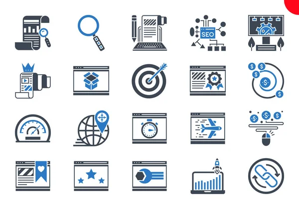 Glyphy Icons Set of Search Engine — стоковый вектор