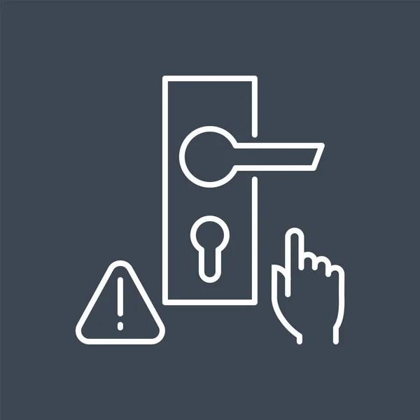 No toque la manija de la puerta vector relacionado con la línea delgada icono. — Archivo Imágenes Vectoriales
