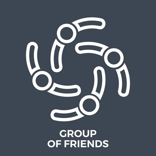 Group of Friends Thin Line Vector — Stock Vector