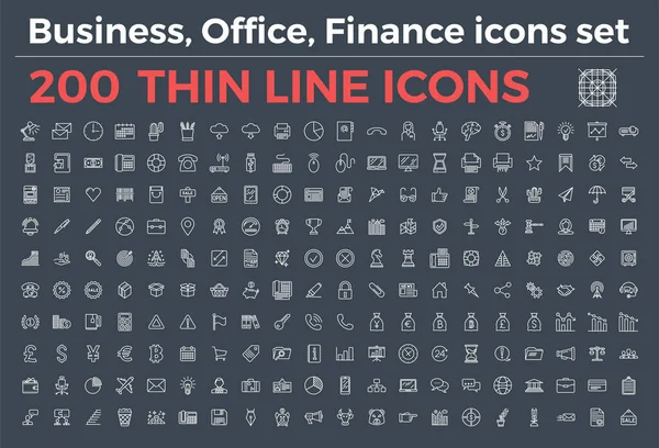 La variedad de iconos de línea delgada para negocios, oficina, ilustración de vectores de temas financieros. Carrera Editable. — Vector de stock