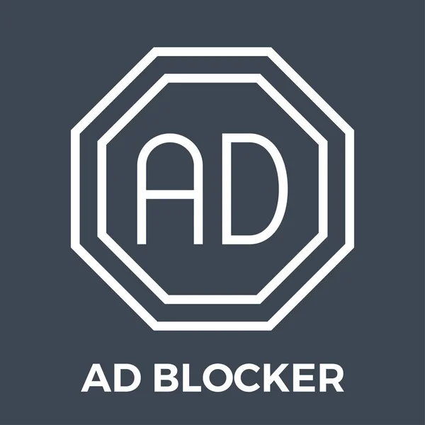 AD Blocker Λεπτή γραμμή διάνυσμα εικονίδιο — Διανυσματικό Αρχείο