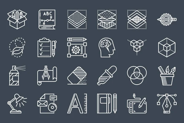 Diseño gráfico Línea delgada Conjunto de iconos relacionados — Vector de stock