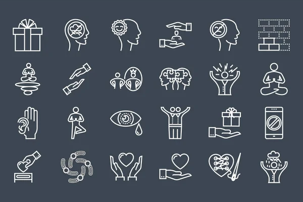 Συνείδηση Living and Friends Related Icons Set Εικονογράφηση Αρχείου