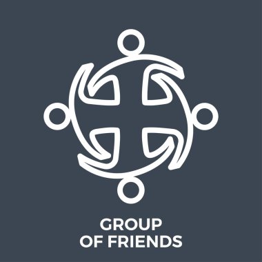 Arkadaş Grubu İnce Satır Vektörü