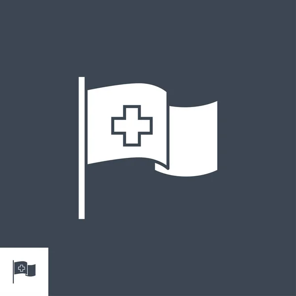 Bandeira médica relacionado ícone de glifo vetorial. — Vetor de Stock