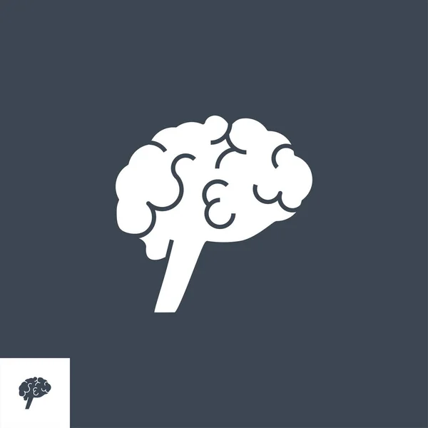 Human Brain Glyph Vector Icon. — Stock Vector