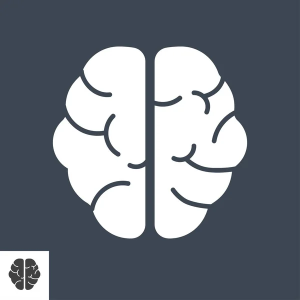 Human Brain Glyph Vector Icon. — Stock Vector