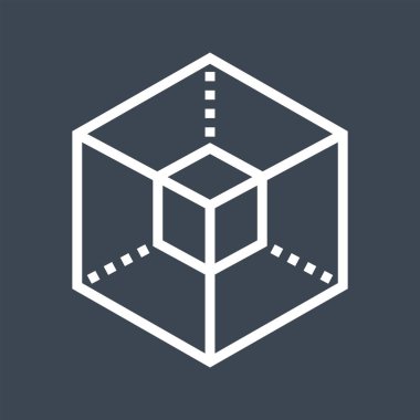 3B Modelleme İnce Satır Vektörü Simgesi