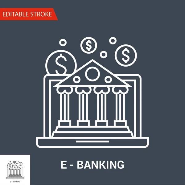 E-Banking Icon. Illustrazione vettoriale della linea sottile — Vettoriale Stock