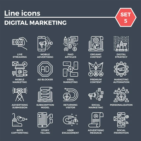 Ensemble d'icônes marketing numérique Vecteurs De Stock Libres De Droits