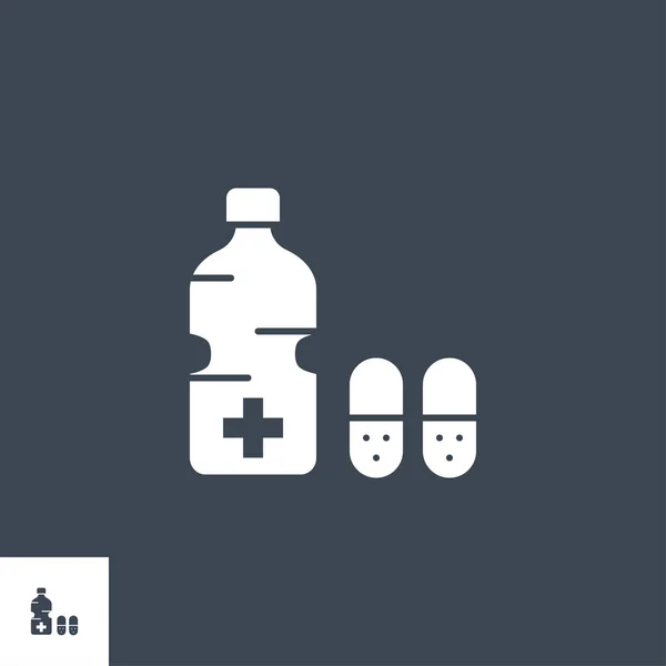 Icona del glifo vettoriale correlata alla bottiglia medica. — Vettoriale Stock