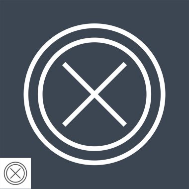 İnce Satır Vektör Simgesini Çapraz İşaretle