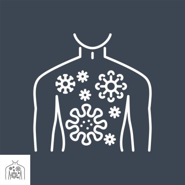 Enfeksiyon bağlantılı vektör ince çizgi simgesi