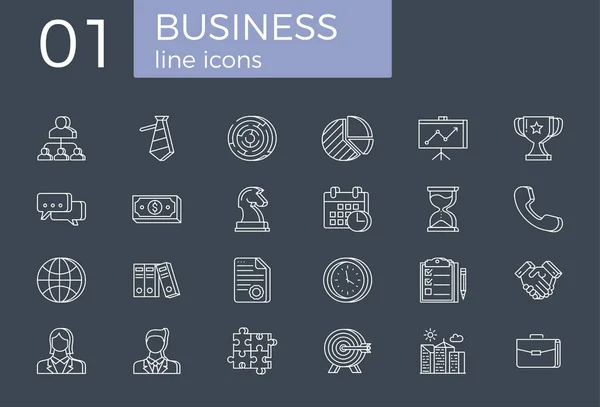 Zestaw ikon linii wektorowych powiązanych z biznesem — Wektor stockowy
