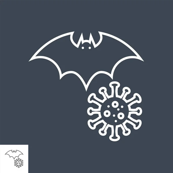 Bat carrier of coronavirus related vector thin line icon — Stock Vector