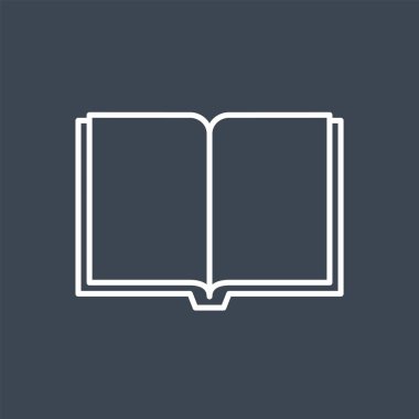 Kitap ilgili vektör ince çizgi simgesi.