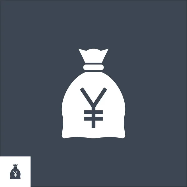 Saco de dinheiro com ícone de glifo vetorial relacionado ao Yen. —  Vetores de Stock